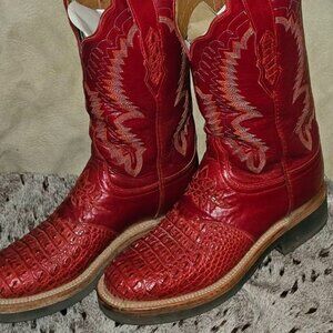 Lucchese Exotic Red Alligator Cowboy Boots Sz 7